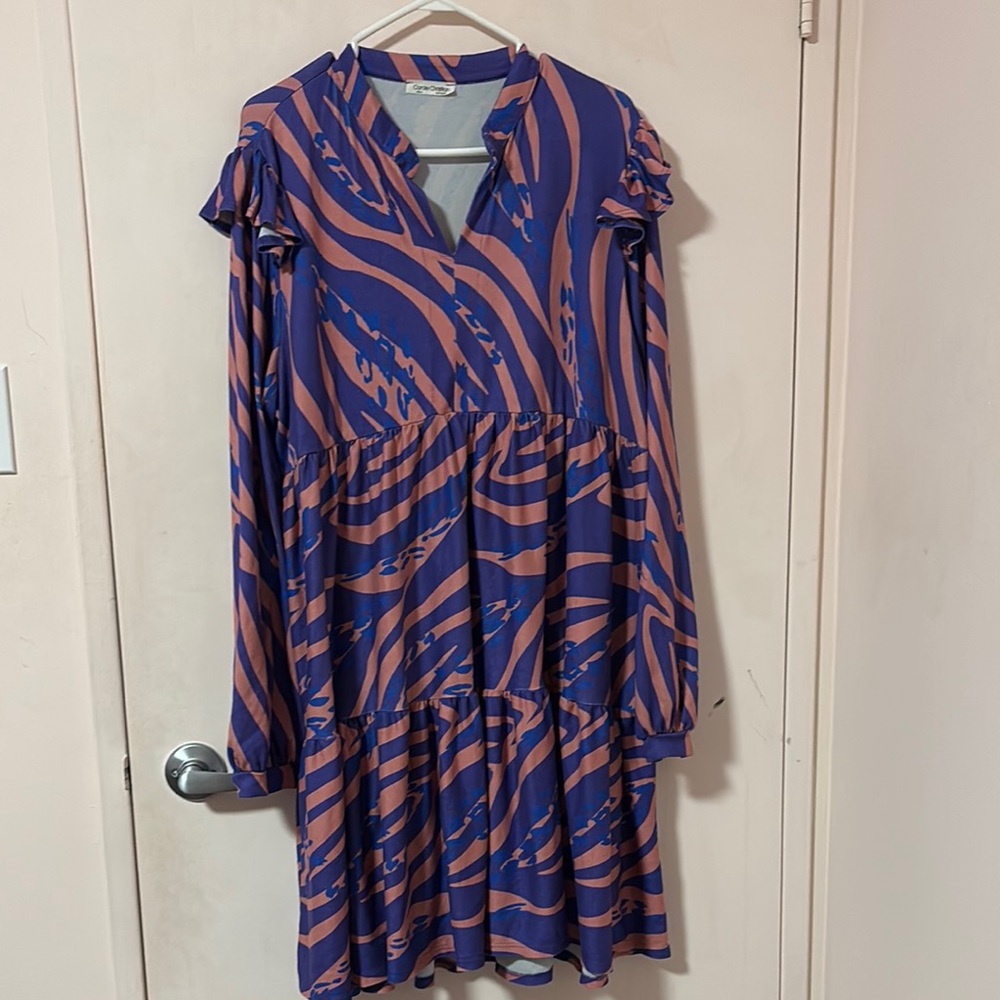 Stylish Blue and Pink Patterned Dress